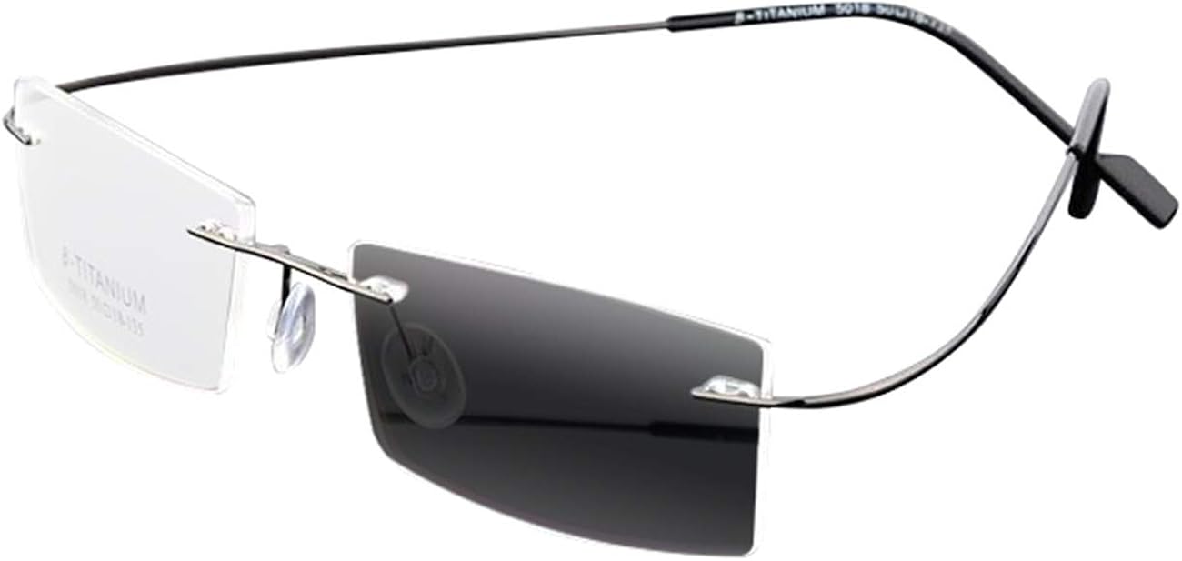 Transition Photochromic Men Women Flexible Rimless Titanium