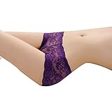 Botrong Free Size Women Sexy Lace Briefs Panties Thongs G-String Lingerie Underwear (Purple)