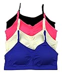 Mocela Women's Nylon Spandex Removable Pads Comfort Bras (Pack of 4) (Black/Ivory/Coral/Royal)