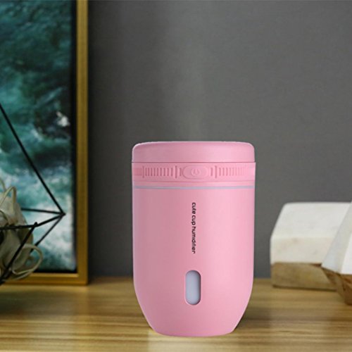 Creazy Lamp Humidifier Cute Cup Light LED Humidifier Air Diffuser Purifier Atomizer (Pink) - Thumbnail 3