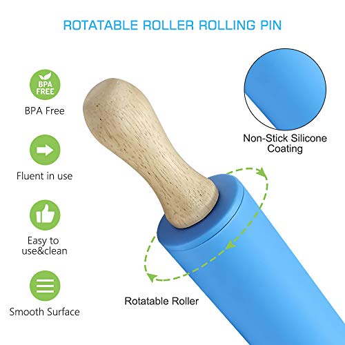 Icnice 2Pack Rolling Pins with Pastry Mat Set, Stainless Steel Dough