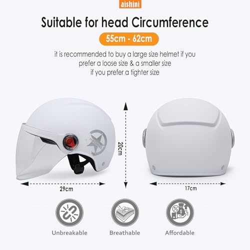 Aishini Bike Helmet Mountain & Road Bicycle Helmets for Men Women with Clear Visor Removable Goggle, Cycling Helmet, Adult Vespa Helmet, Multi-Sport Protection for Skating, Scooter, Skateboarding