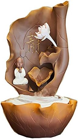 WASDOP Desktop Indoor Fountain,Zen Indoor Fountain Resin Feng Shui Jewelry Home Decorations, Water Pump Nebulizer LED Light(31 * 21Cm)