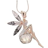 Hunputa Necklace,Lovely Angel Fairy Wings Butterfly Crystal Pendant Necklace Long Sweater Chain Jewelry