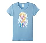 Womens Disney Frozen Elsa Snowflake Swirls Graphic T-Shirt Large Baby Blue