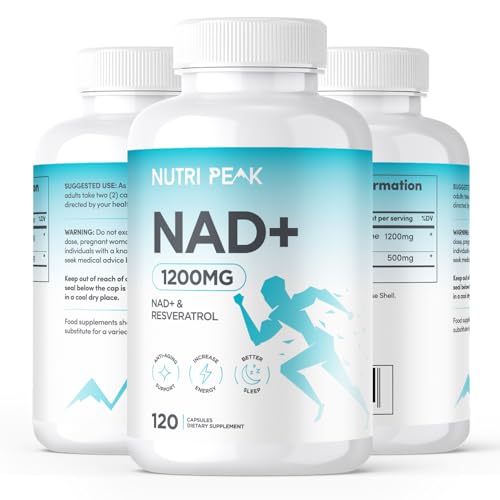 Max Strength NAD+ Supplement | 1200MG | 120 Capsules | Increase NAD Levels | Enhance Anti Aging Effects | Increase Energy Levels | Improve Sleep Quality | Vegan & Gluten Free
