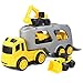 JOYIN 5 Pcs Beach Sand Toy Car Playset with 1 Carrier Truck and 4 Construction Cars, Educational Toy Vehicle for Kids Boys Girls Birthday Gift