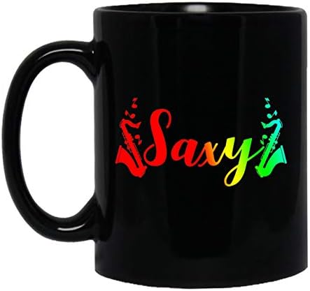 Saxophone Saxy Large Coffee Mug, Green Tea Cup 11 oz