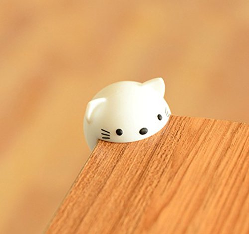 Arbor Home Soft Silicone Cartoon Animal Thickening Collision Angle Table Desk Edge Corner Bumper Cushion Cover Protector Baby Child Infant Kids Safety Edge Guard Protector Pack of 2 Units White Cats
