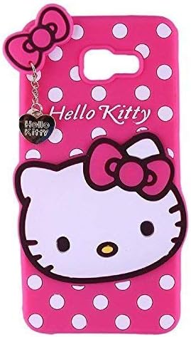 Delight Seller Cute Cartoon Hello Kitty Silicon Back Cover with Tempered Glass for Samsung J7 Prime (Pink)