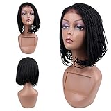 HAIR WAY Box Braided Wigs Bob Lace Front Wig for Black Women Glueless Short Bob Braided Lace Wig with Baby Hair for Daily Wear Half Hand Tied 12inches #1