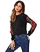 Romwe Women's Casual 3D Embroidered Crew Neck Pullover Crop Top Sweatshirt Black M/US 4