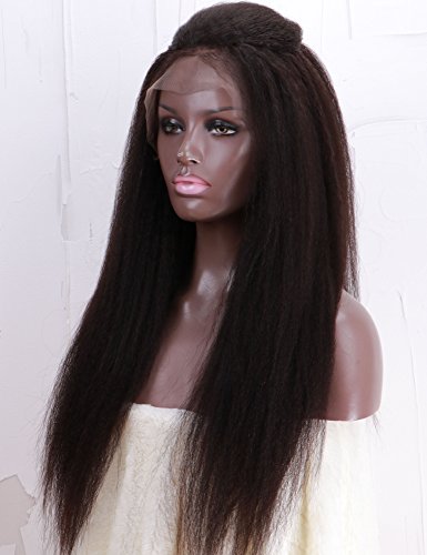 Chantiche Natural Looking Italian Yaki Lace Front Wigs Best Brazilian Remy Human Hair Wigs with Baby Hair for African Americans 130 Density 14 Inch Natural Color