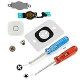 iPhone 5 Homebutton Home Button with Flex Cable including Metal Bracket Key Cap Black Rubber Gasket and 2 screws Incl. 2 x Screwdrivers for easy installation MMOBIEL
