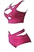 Prograce Women's Sexy Criss Cross High Waisted Bandage 2PCS Bikini Set, M Rosy