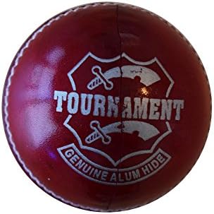 Supreme Sports Genuine Alum Hide Tournament Cricket Ball (Red, Single)