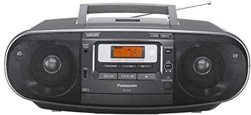 Panasonic RX-D55GC-K Boombox – High Power Portable Stereo AM/FM Radio, MP3 CD, Tape Recorder with USB & Music Port Sound with 2-Way 4-Speaker (Black) (Renewed)