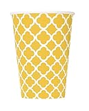 Quatrefoil Paper Cups, 12 Ounce, Yellow, 6 Count