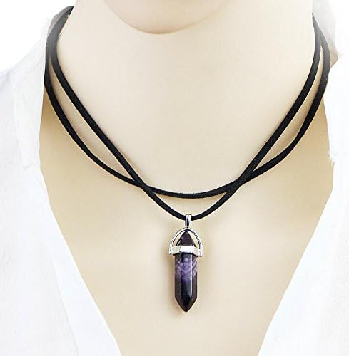 Natural chain crystal pendant han edition necklace (Purple)