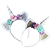 Zeroyoyo Glitter Hair Hoop Gold Unicorn Horn Ears Flower Headband Halloween Cosplay Costume Makeup Birthday Party Headdress