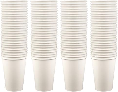 Brheez 10 oz. White Paper Hot Cups -100 Pack- Durable Poly Lined Single-Wall Disposable/Reusable Travel Coffee/Tea Mugs - BPA Free (10 Ounce)