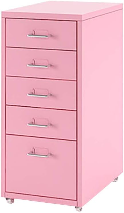 Amazon Com Drawer Vertical File Cabinet 5 Drawers Mobile Storage Cabinet Colled Rolled Steel 412869cm Color Pink Home Kitchen