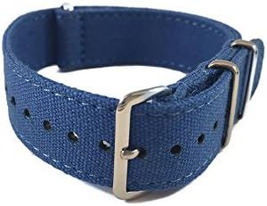 Canvas nato watch strap 20mm Khaki Blue