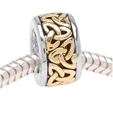 Beadaholique B1643 Trinity Celtic Knot on Silver Tone Bead, Fits Pandora, 22K Gold Plated