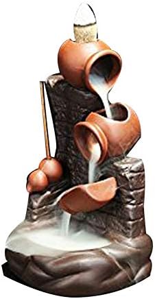 Ceramic Incense Burner Backflow Incense Burner Holder + 10pcs Incense Cones Incense Stick Holder for Home Office Decor