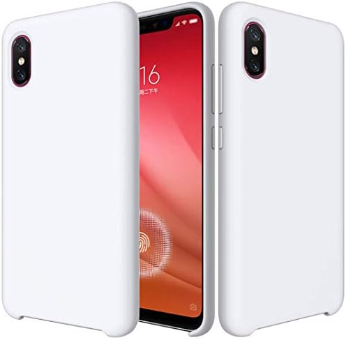 SOGOCOOL Liquid Silicone Gel Rubber for Xiaomi Mi 8 Pro Case, Slim Fit Case with Soft Microfiber Cloth Lining Cushion for Xiaomi Mi 8 Pro (White)