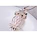 New Rose Gold Plated Opal Crystal Owl Pendant Necklace Long Sweater Chain M
