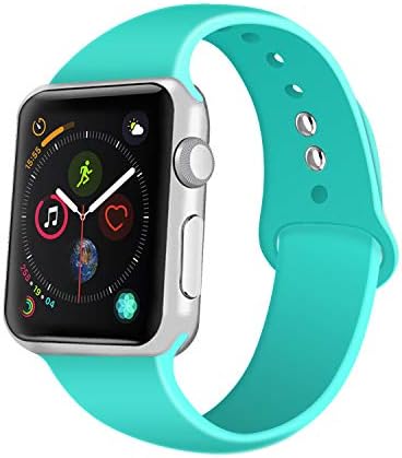 Mangcart Sport Band for Apple Watch 38mm 42mm 40mm 44mm, Soft Silicone Replacement Band Compatible iWatch Series 4 Series 3 Series 2 Series 1, Size S/M M/L (Teal, 38mm/40mm M/L)