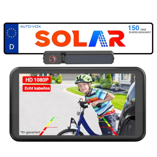 AUTO-VOX Solar Rückfahrkamera Kabellos mit 5 Zoll 1080P Monitor