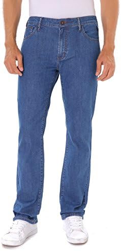 Indigo alpha Straight Fit Medium Denim Blue Jeans for Men(803,W38/L32)