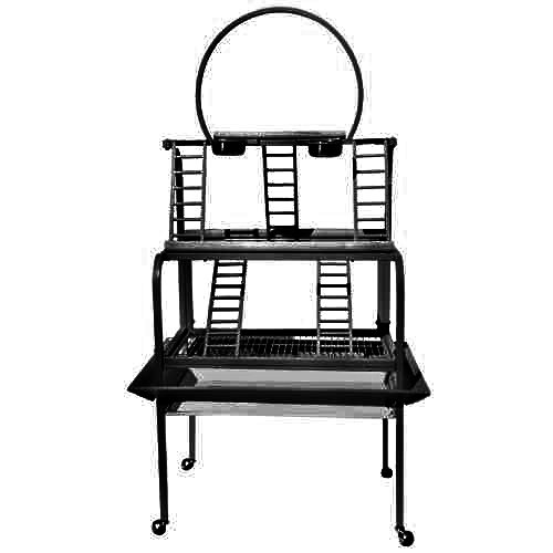 PARROT BIRD PLAY PEN GYM STAND PP 503 34W21D74H toy cage cages toys macaw african grey (BLACK/SILVER)