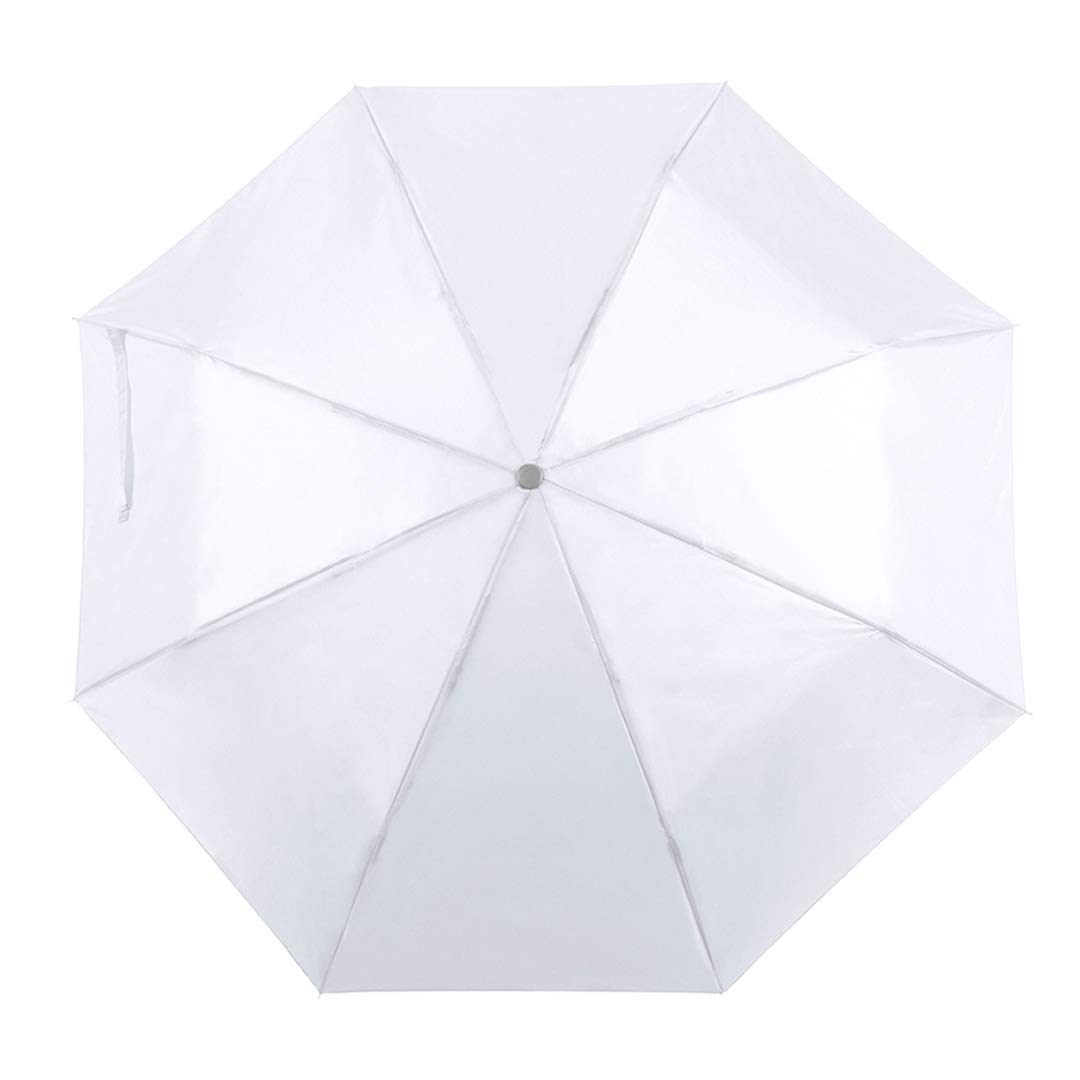 eBuyGB Unisex's Mini Folding Compact Pocket Umbrella Manual Opening Telescopic Wedding Lightweight Brolly with Carry Handle Strap and Colour Matchin Protective Sleeve, White, 41"