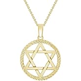 Takar Gold Plated Rope Star of David Pendant Charm - Jewish Symbol Pendant for Men and Women - Dainty Spiritual Charm Jewelry - Religious Jewelry Gift for Her Made in USA