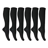 6 Pairs of Compression Socks for Men and Women Unisex (15-20mmHg) for Running, Nurses, Shin Splints, Travel, Flight, Pregnancy & Maternity Small/Medium Black