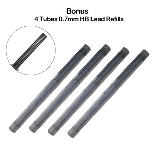 Hapree 48 Pieces Mechanical Pencils Set 0.7mm Medium Point with Eraser and 4 Tubes HB Lead Refills for Writing Drawing
