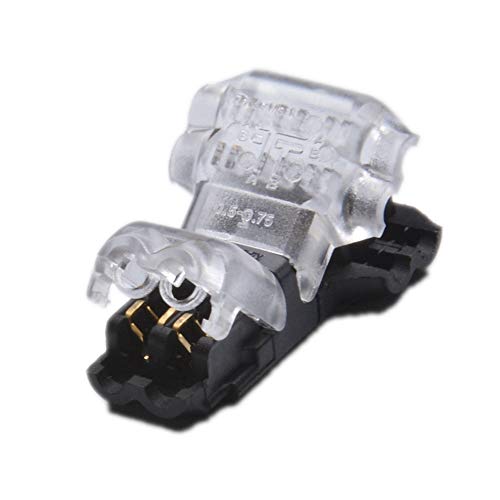 2 Pin T Connector for 22/20/18 AWG Wiring,Max DC/AC 300V 10A,IDC Self Stripping,T Tap Wire Splicer to Connect Branches to Main Wire,Car,LED Lighting,Video/Audio,and More,Clear Cover,10 PCS