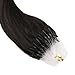 Ugeat 20inch 50g 1g/s Micro Ring Hair Extensions Human Hair Darkest Brown Color Real Human Hair Micro Ring Loop Hair Extensions