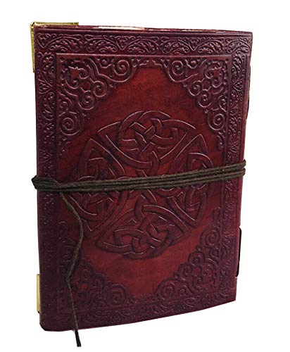 DOUBLE DRAGON Blank Page BOOK Handcrafted Leather Writing Unlined 5 x 7 JOURNAL (Brown Golden Corner)