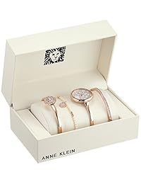 Anne Klein AK   3080rgst de la mujer Brazalete Swarovski Crystal Acentuado Rose Gold-Tone Brazalete Juego de Reloj y pulsera