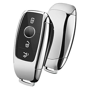 OATSBASF Mercedes Benz autosleutelhoes, beschermhoes sleutelhoes cover voor Mercedes Benz E klasse 2017 S 2018 (zilver)