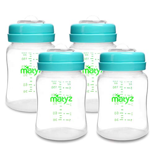 image for Matyz 4-Pack Wide Mouth Breast Milk Storage Containers with Lids (Blue