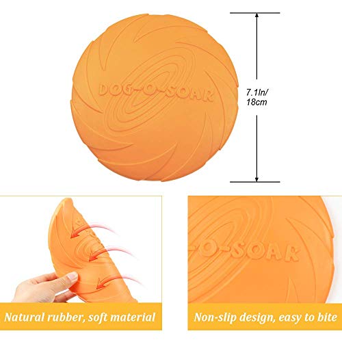eS Dog Frisbee Training Flying Toy - Durable Dog Rubber Toys - Interactive Flying Disc for Outdoor Training - Soft Floating Dog Frisbees Toy Suitable for Small, Medium Dogs 2 Pcs