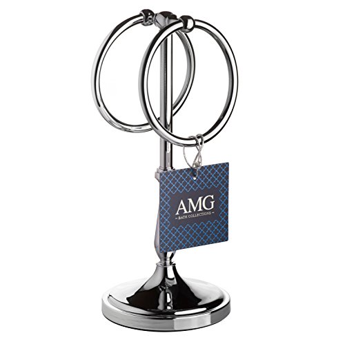 AMG and Enchante Accessories, Free Standing Modern Fingertip Hand Towel Ring Holder Tree Rack, TT100004 CHR, Chrome