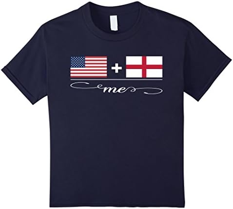 Kids American + English = Me USA and England Flags T-Shirt 12 Navy