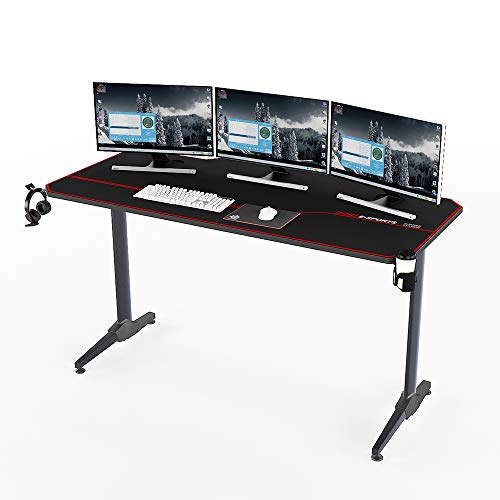 DlandHome 55 inches Gaming Desk, Large PC Gaming Table Computer Desk