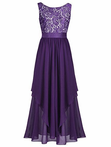 Feeshow women s v-back lace chiffon bridesmaid long eve…
